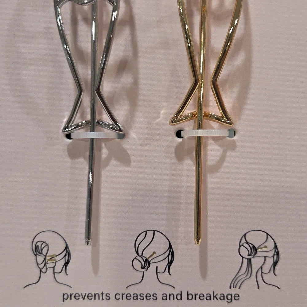 💛▪️Piper K▪️ Silver and Gold  Fish- Shaped Set Of 2 Twist Tuck N Go Hair Pins